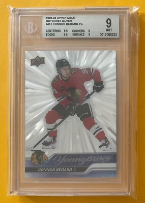2023-24 CONNOR BEDARD UD SERIES 2 YOUNG GUNS OUTBURST ROOKIE BGS 9