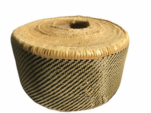 4 in x 50 FT - made with KEVLAR-CARBON FIBER Fabric- Yellow-Twill-3K/200g/m2 - Picture 3 of 6