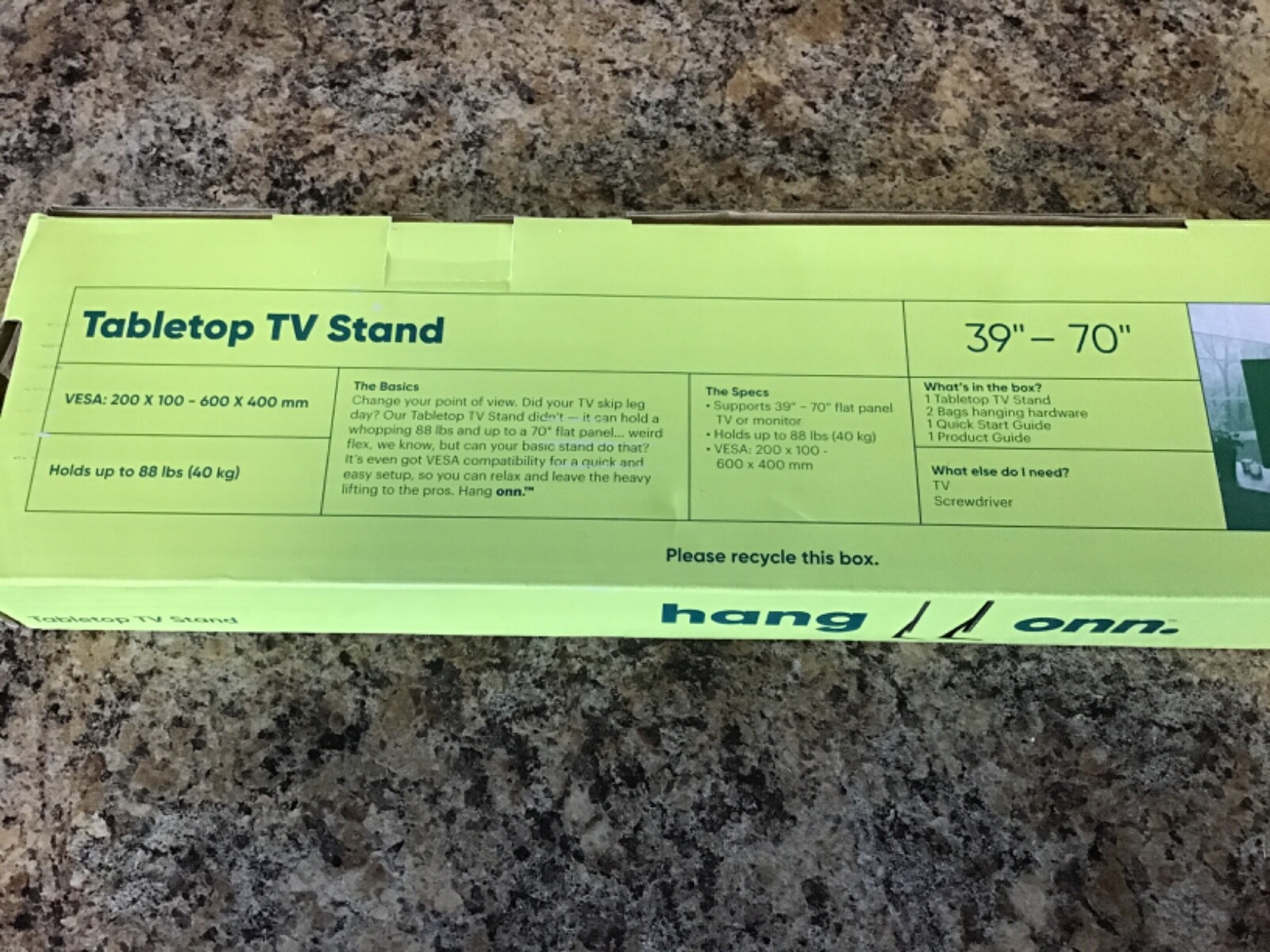 ONN Table Top TV Stand for 39&rdquo; - 70" Flat-Screen TVs 2021 &ldquo;NEW IN BOX&rdquo;