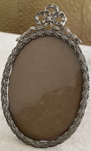 Rara cornice ovale argento sterling immagine antica Shreve Co corona ovale e nastro - Foto 7 di 17