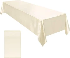 Ruisita Satin Party Tablecloth Table Cover 58 x 102 58 x 102 Inches, Ivory 