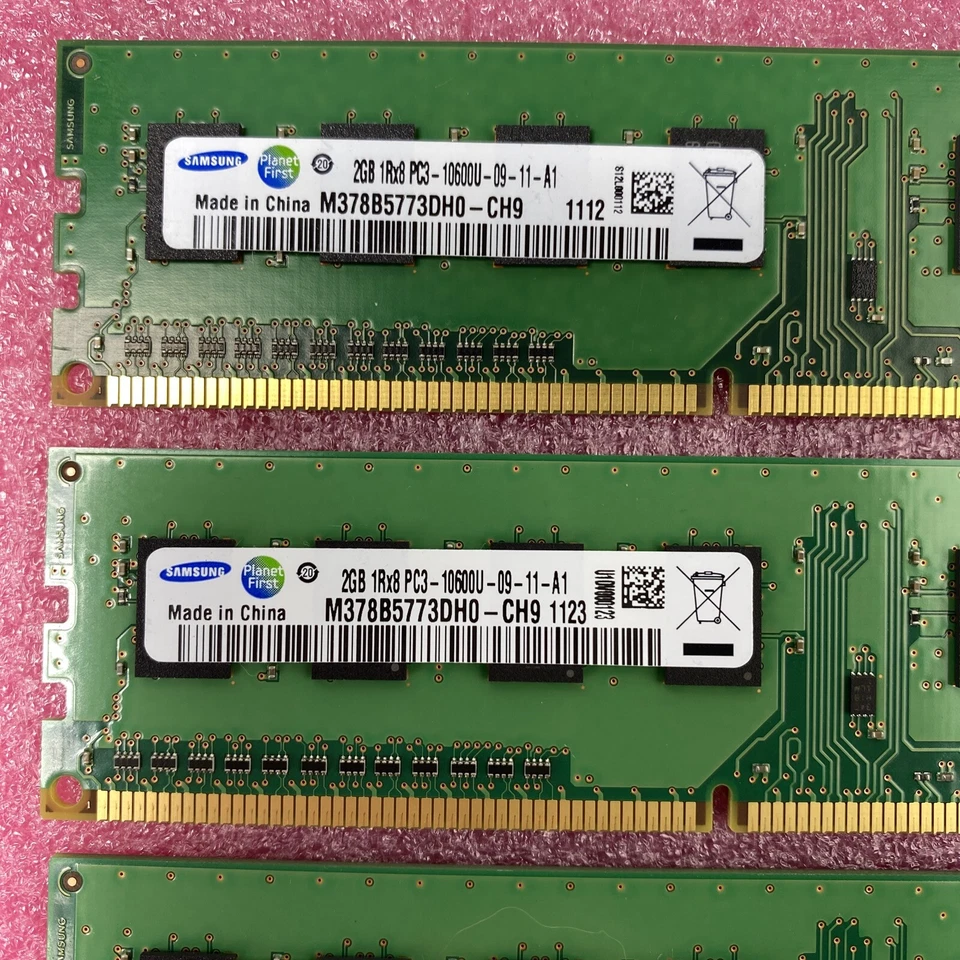 Lot ( 8 ) 2GB Samsung M378B5773DH0-CH9 1Rx8 PC3-10600U DDR3-1333MHz Desktop RAM - Image 2 of 4