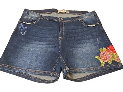Sz 16 Ladies Blue Jean Shorts. Janina Denim. 5.5'' Inseam, w Appliques New 