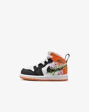Toddler 4c Nike Air Jordan 1 Mid SE TD Floral Shoes White Black DQ8391-100