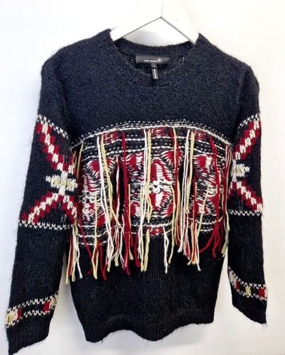 Isabel Marant sweater fringed aztec alpaca woool pullover women's Size 1 S boho6 - Picture 3 of 7