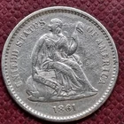 1861 Seated Liberty Half Dime 5c High Grade XF - AU #89494
