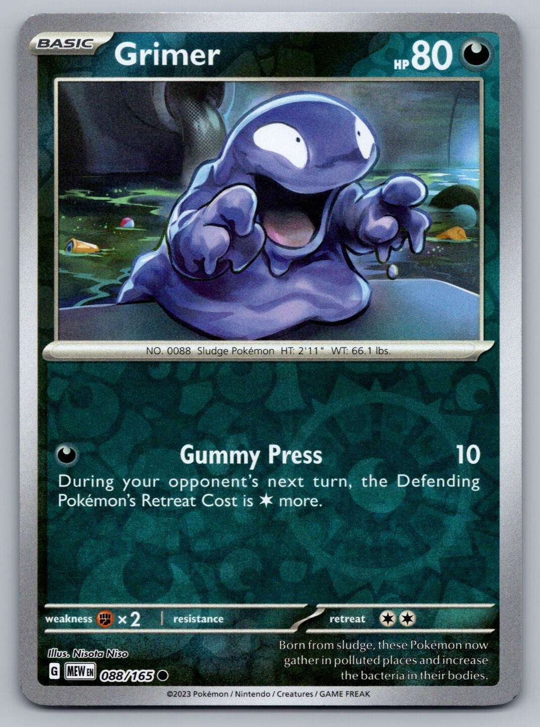 Pokemon Near Mint 151 Reverse Holo Grimer 088/165