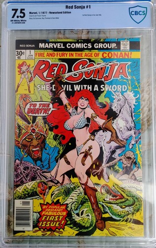 RED SONJA #1 CBCS 7.5 KEY 1’ST FIRST RED SONJA RARE NEWSSTAND ISSUE GRADED CBCS