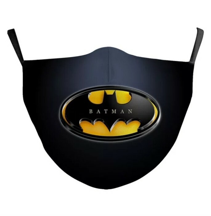 Masques tissu Batman lavables réutilisables lot de 2 pièces protection visage coton noir
