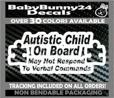 Autistic child on board non verbal Truck Van Autism Car Vinyl Decal Sticker