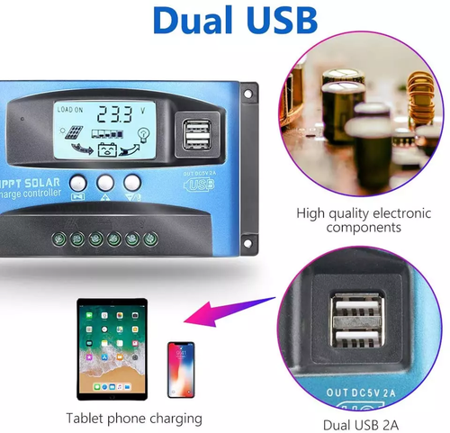 30A PWM Solar Panel Charge Controller Dual USB Port 12V/24V Auto Focus Tracking - Picture 6 of 9