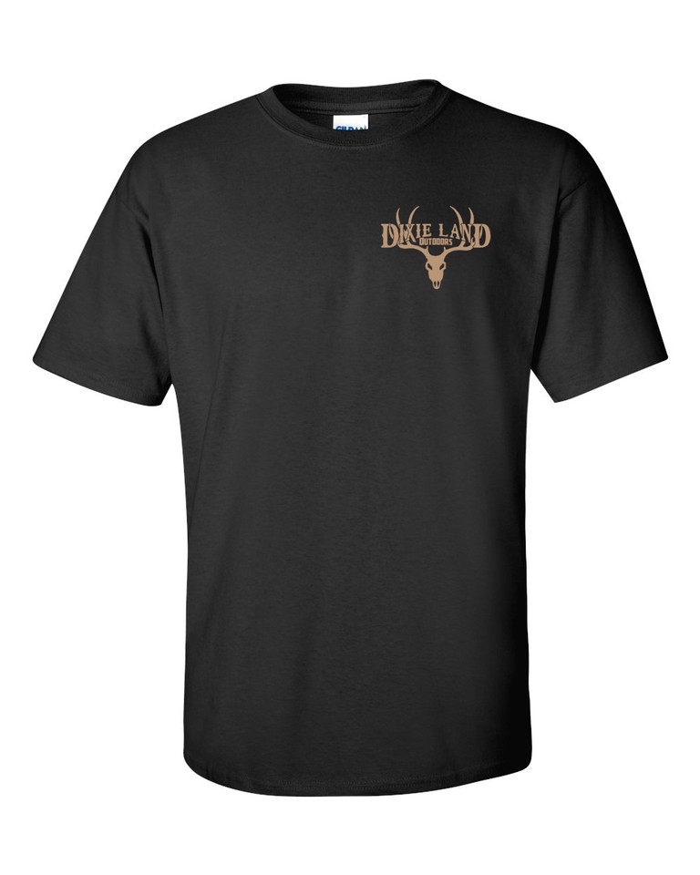 T-shirt De Chasse Dixie Land Outdoors - Motif Cerf (buck/deer) - Manches Courtes En Coton Noir