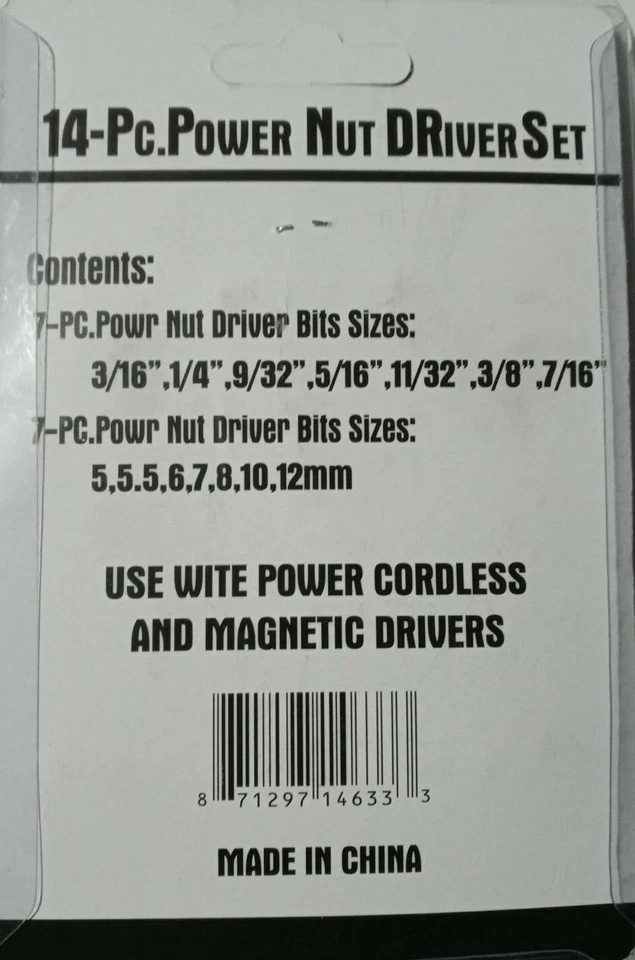 14PC Power Nut Driver Drill Bit Set Socket Bit Adapter metric & SAE Socket for W - Image 4 of 4