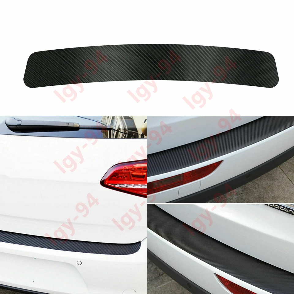 Pegatina antiarañazos protección labial cola maletero trasero automático aspecto fibra de carbono negro 4D Foto 2 de 4