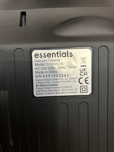 Essentials C700VC18 700W 1,2L Zylinderstaubsauger 🛑 NUR HAUPTGEHÄUSE 🛑 - Bild 7 von 7