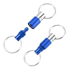 2 x Quick Release Keychain Pull Apart Detachable Swivel Keychain Dark Blue