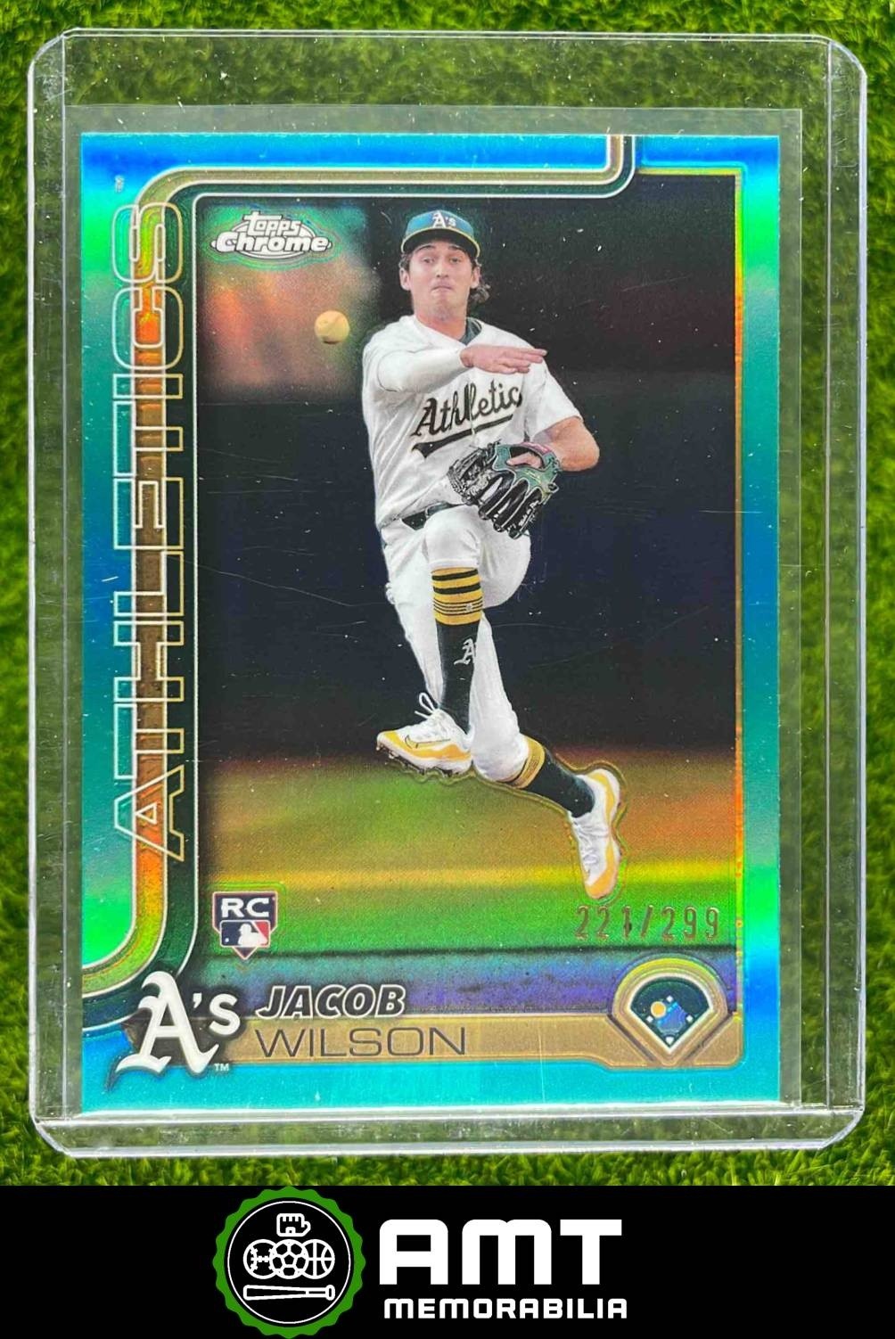 Jacob Wilson 223/299 2025 Topps Chrome Teal Refractor RC Athletics #96