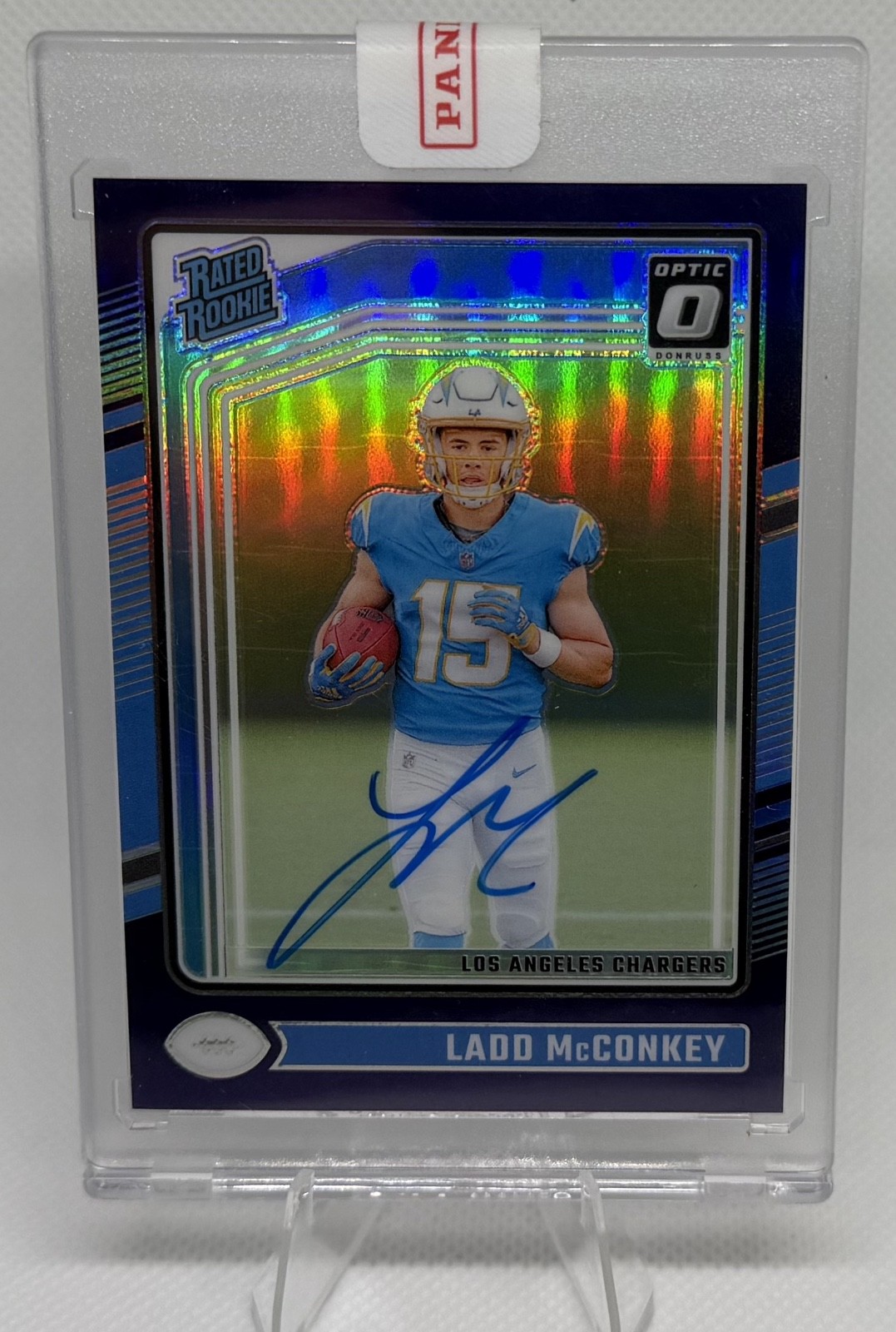 2024 Panini Donruss Optic NFL Rated Rookie Auto Ladd McConkey Purple /35