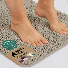 GORILLA GRIP Bath Rug Mat, Thick Soft Absorbent Chenille, Quick Dry Microfiber M