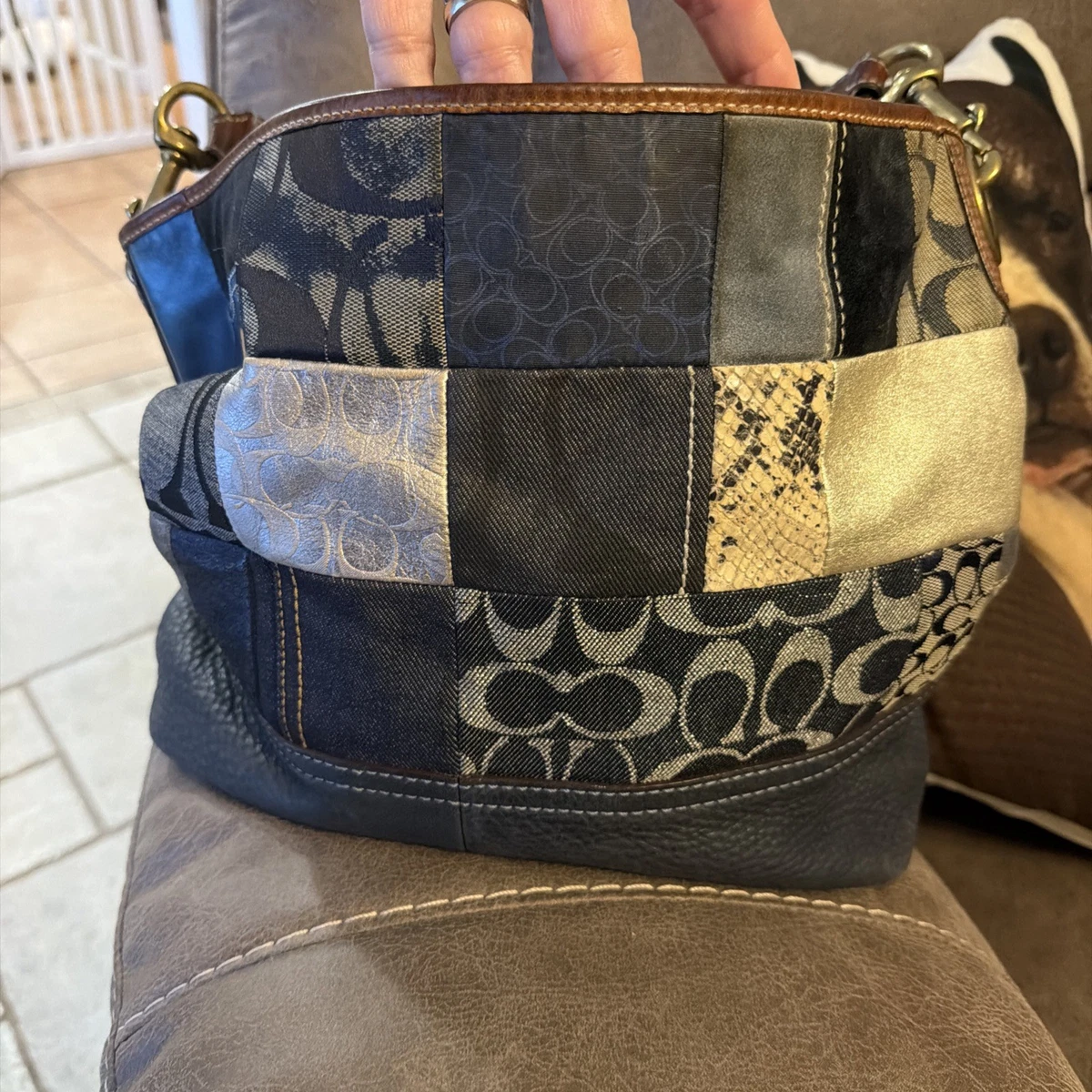Coach Patchwork Denim Exterior Medium Bags & Handbags for Women
