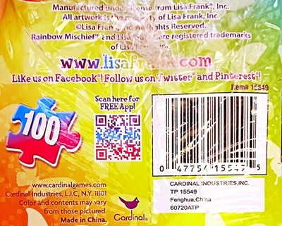 Lisa Frank UNICORN Fantasy 100 Piece Puzzle Metal Lunchbox