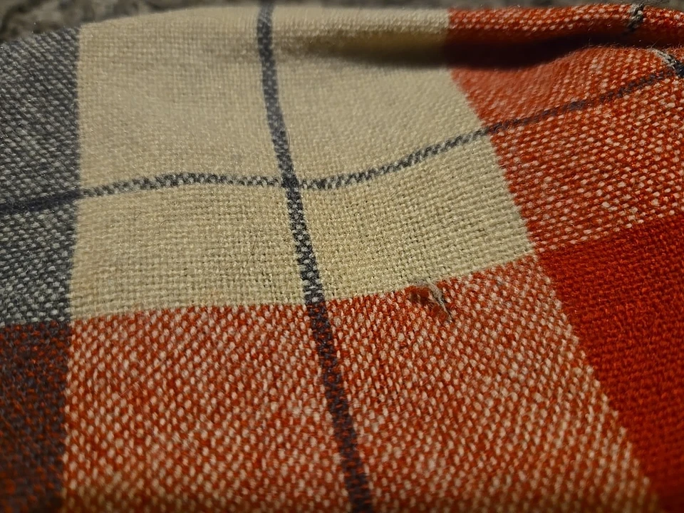 Camisa larga de franela a cuadros 100 % lana McGregor M vintage años 60 cuello lazo Foto 4 de 4