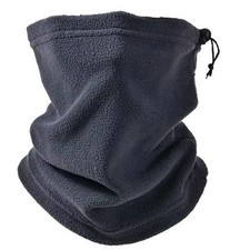Black Thermal Fleece Snood Neck Warmer Drawstring Toggle Winter Scarf Cycling