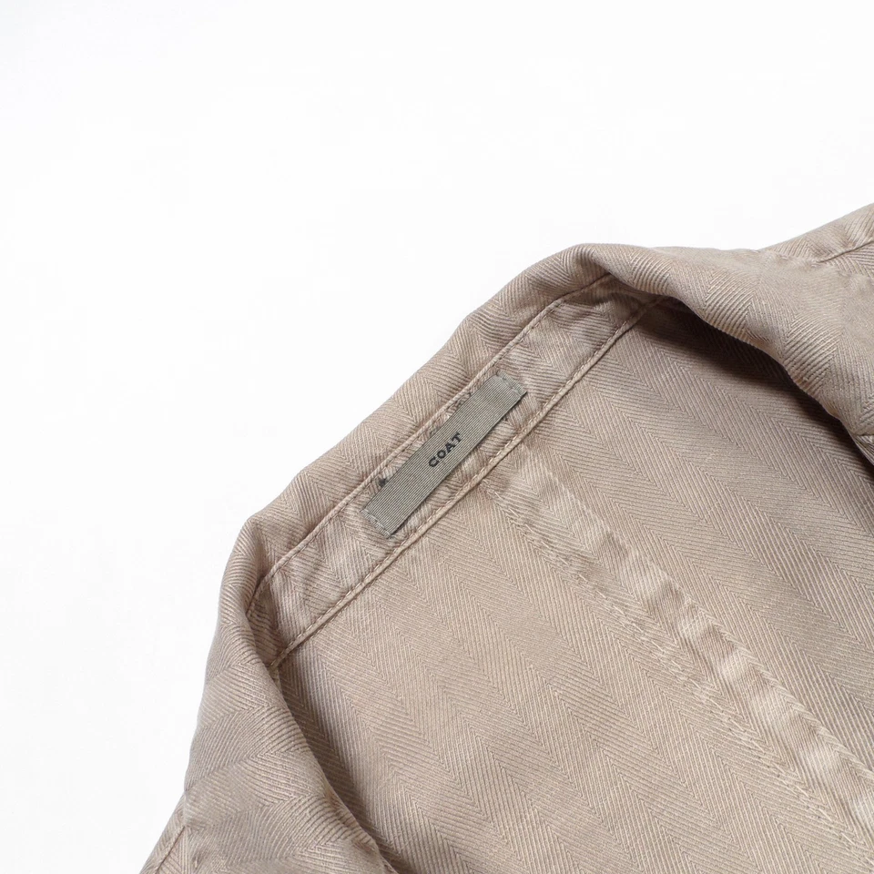 Abrigo Boglioli Algodón Lino Beige Parche Bolsillo Espiga Abrigo Deportivo Chaqueta 46 R Foto 4 de 4