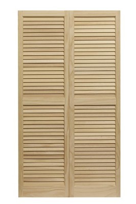 SHL51 Exterior Solid Wood Louvered Window Shutters, 15 x 51, Unfinished Pine