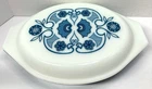 Vintage Pyrex Casserole Dish 1960s Blue Horizon 1-1/2 Qt Divided Dish w/ Lid EXC