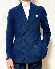 stile latino tailored jacket double 46 navy black houndstooth