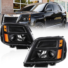Pair Headlights Assembly Compatible for 2010-2015 GMC Terrain Clear Lens/Chrome 