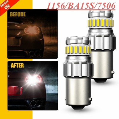 1156/BA15S/7506/7527/1651/1619 LED Reverse Backup Light Bulbs 6000K White Bright