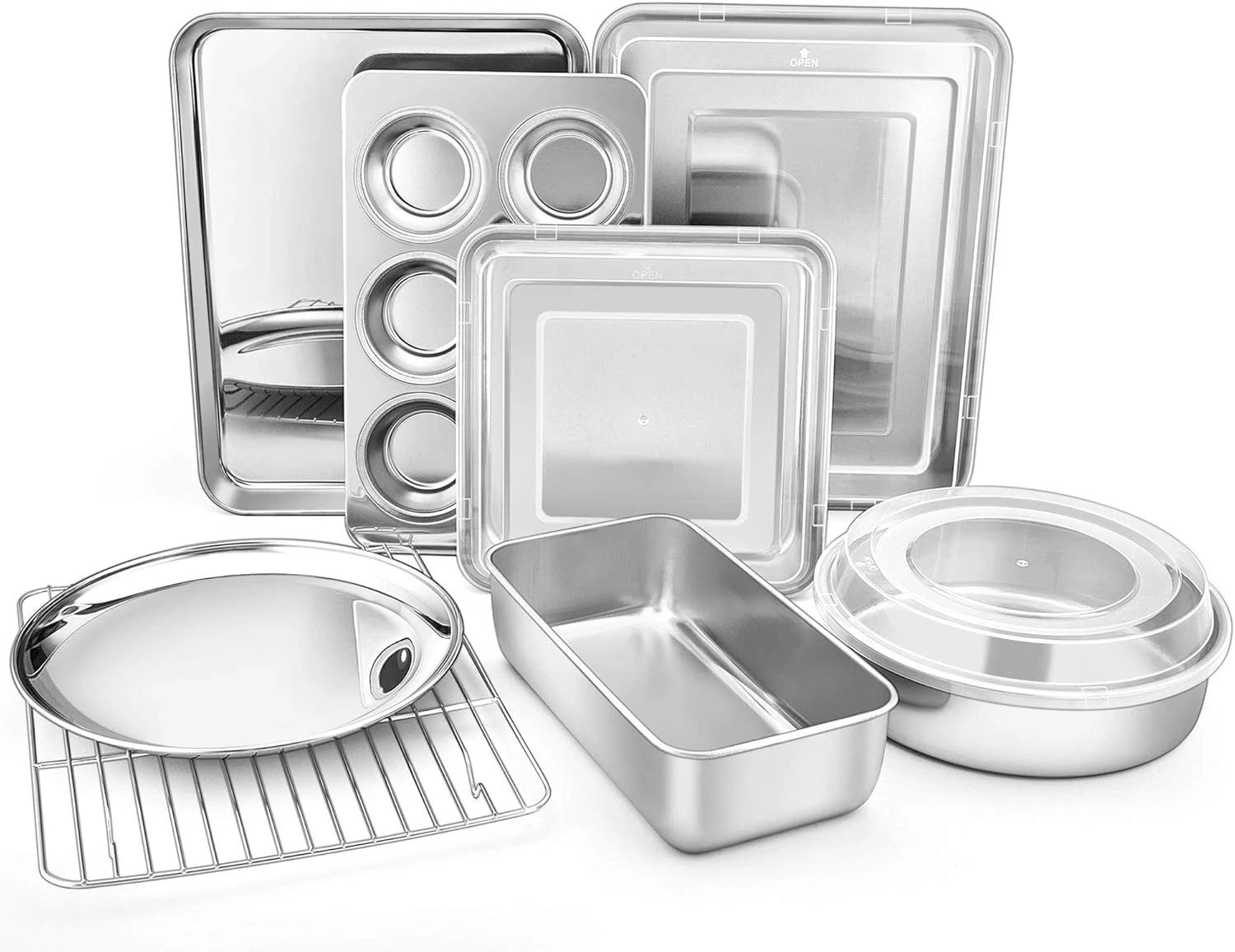 Bakeware, Stainless Steel Bakeware Set with Baking Sheet and Rack, Lasagna Pan w