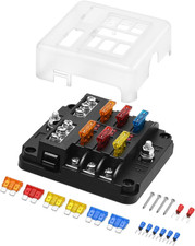 12V Fuse Block, 6 Circuit Fuse Box, with LED Warning Indicator, for Automotive