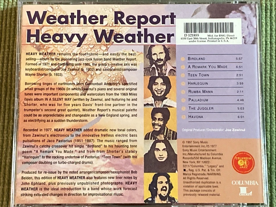 WEATHER REPORT HEAVY WEATHER 8 TRACK REMASTERED CD FREE SHIPPING Foto 4 de 4