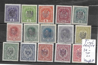 Lokalausgabe Tirol 1918/19 komplett 3H 1K postfrisch ANK mind. 225