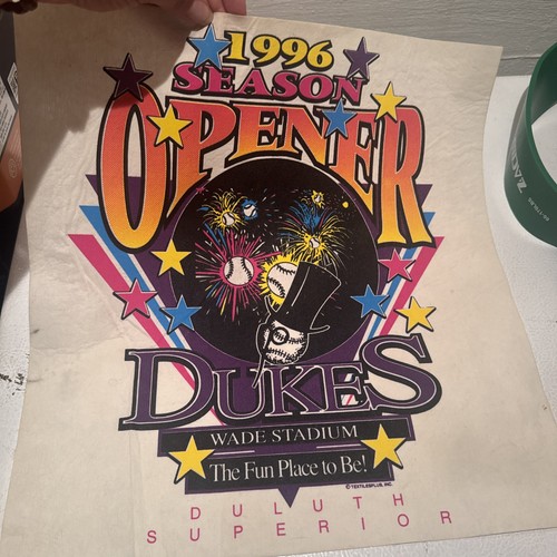 Duluth Dukes Minnesota Textilesplus, Inc. Baseball 1996 Opener Screen Print