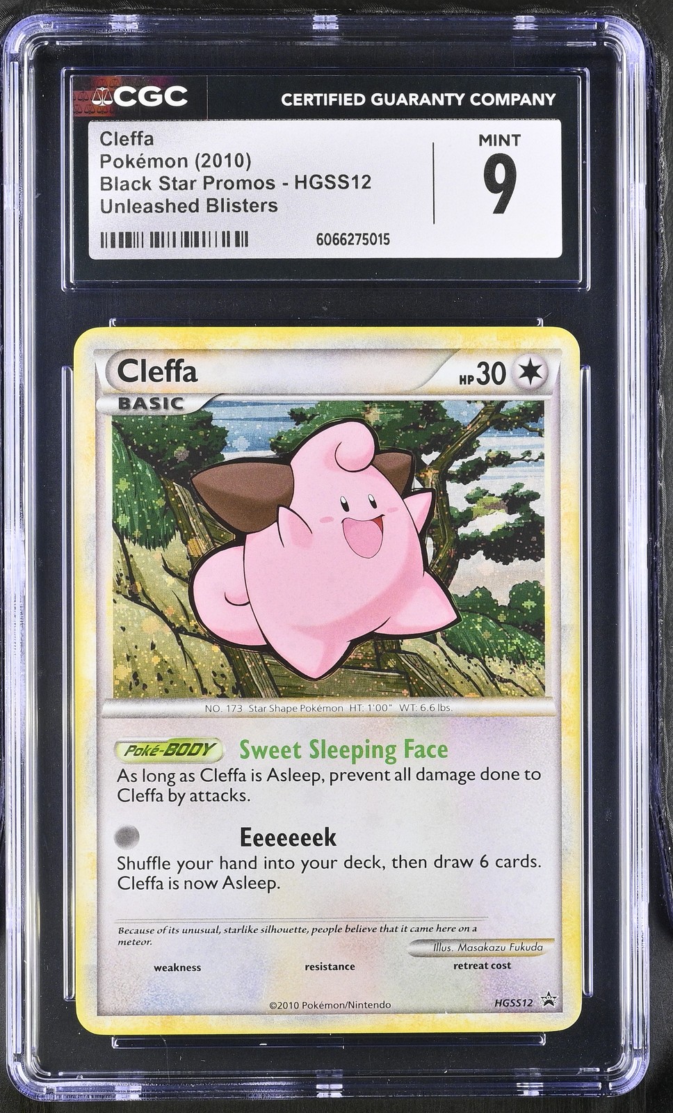 CGC 9 MINT Cleffa 2010 Black Star Promos HGSS12 Holo Pokemon Card