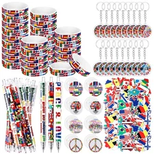 338 Pcs International Party Favors Around The World Map Stickers Country Flag...