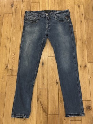 Replay Mens Jeans Anbass W34 L32 M914 Slim Stretch Denim