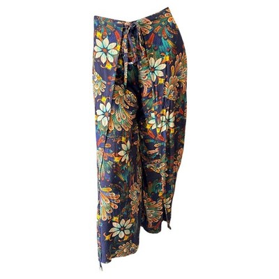 Boho Floral Wide Leg Palazzo Pants Amy Datrick Drawstring Festival Pants
