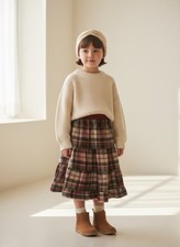 Skirt Flannel Girls 5 Brown Plaid Ruffle Tiered Cotton Maxi Mom and Pop's Kids