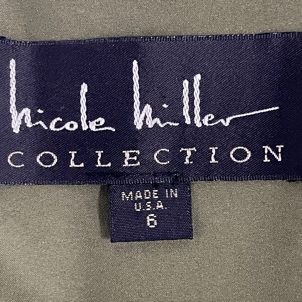 Vestido Lápiz De Colección Nicole Miller Verde Satinado Acanalado Cremallera Forrado Hecho en EE. UU. Talla 6 Foto 3 de 4