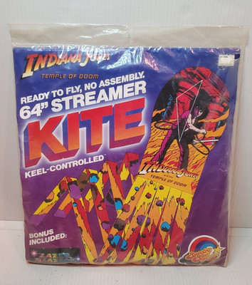 1984 INDIANA JONES AND THE TEMPLE OF DOOM SPECTRA STAR STREAMER KITE, NOS SEALED
