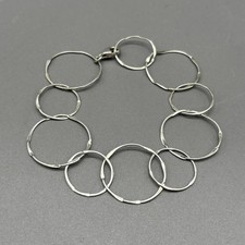 925 Sterling Silver Hammered Circle Link Brac...