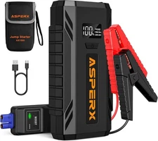 12V Car Jump Starter - 2000A Peak Power with 10 Safety Features & LED Flashlight