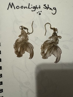 Golden Koi Fish Earrings Hypoallergenic Metal