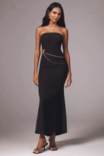 Anthropologie Mare Mare Strapless Hardware Maxi Dress XXS Black Gold-tone detail