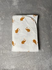 Vintage Medline Hospital Baby Blanket Orange Elephant Soft White Receiving Lovey
